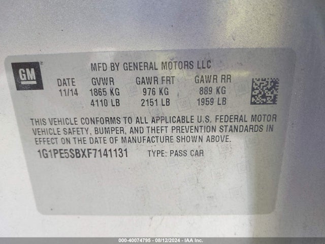 Chevrolet Cruze 2lt Auto 2015 1G1PE5SBXF7141131 Image 9