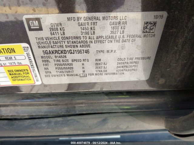 5GAKRCKD1GJ196746 Buick Enclave Premium