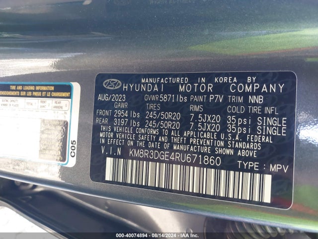 Hyundai Palisade Xrt 2024 KM8R3DGE4RU671860 Image 9