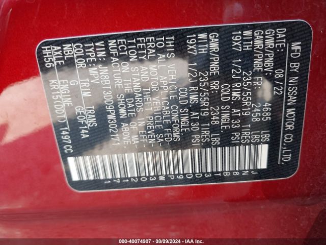JN8BT3DD9PW302171 Nissan Rogue Platinum Intelligent Awd