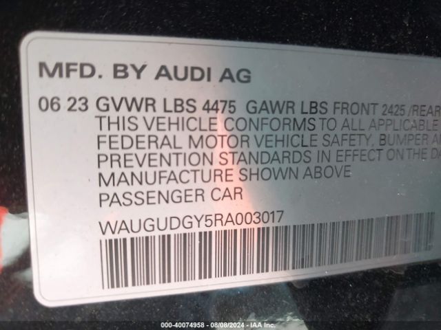 WAUGUDGY5RA003017 Audi A3 Premium 40 Tfsi Quattro S Tronic