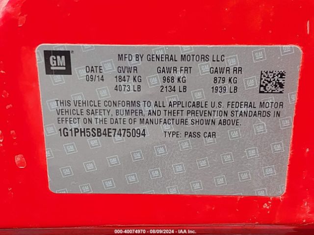 1G1PH5SB4E7475094 Chevrolet Cruze Eco Auto