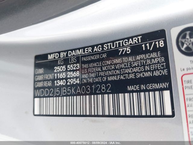 WDD2J5JB5KA031282 Mercedes-Benz CLS 450