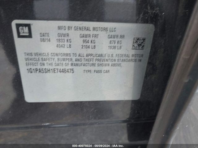 1G1PA5SH1E7448475 Chevrolet Cruze Ls Auto