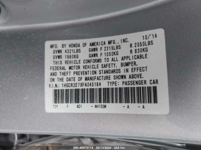 1HGCR2E7XFA045164 Honda ACCORD EX