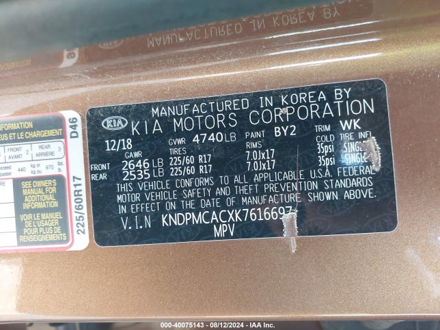 KIA Sportage Lx 2019 KNDPMCACXK7616697 Image 9