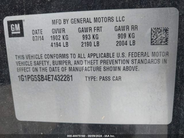 1G1PG5SB4E7432281 Chevrolet CRUZE LTZ