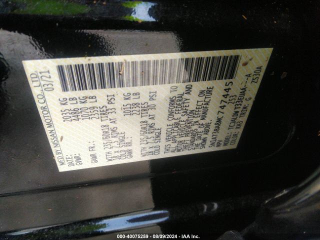 5N1AT3BA8MC747445 Nissan Rogue Sv Fwd
