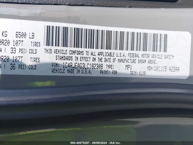 1C4RJEAG3LC182308 Jeep Grand Cherokee Altitude 4x2
