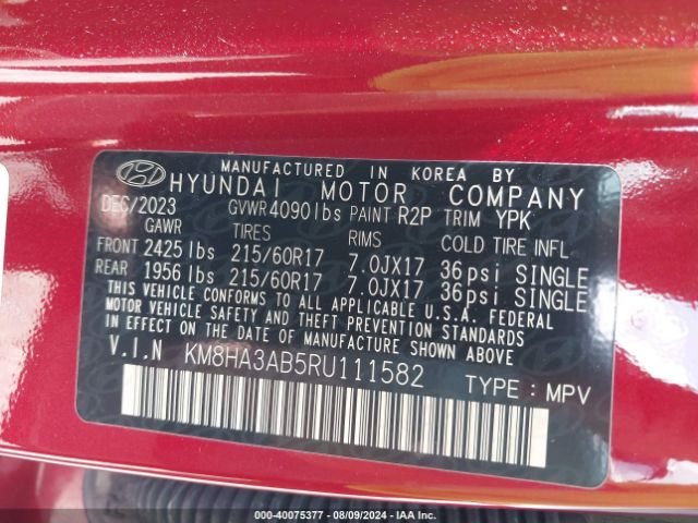 KM8HA3AB5RU111582 Hyundai Kona Se