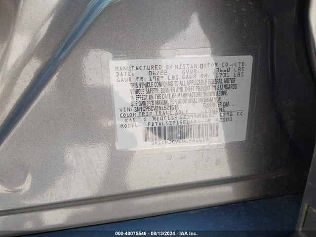 Nissan Kicks Sv Xtronic Cvt 2022 3N1CP5CV2NL521618 Image 9