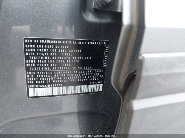 3VV1B7AX3JM124329 Volkswagen Tiguan 2.0t S