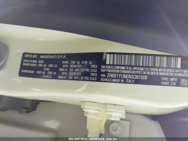 ZN661YUM0NX381509 Maserati Levante Modena