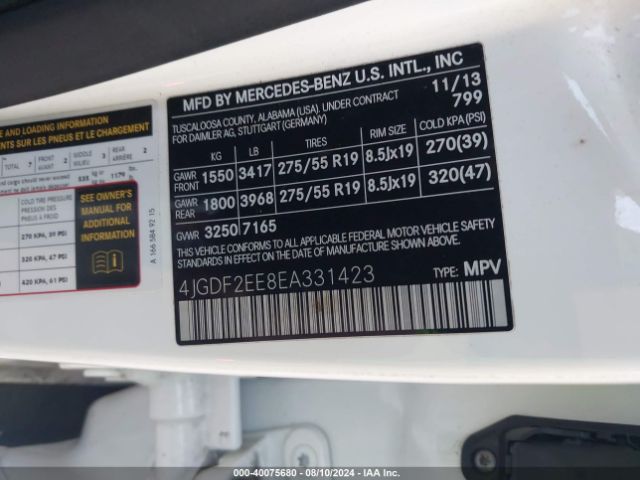 4JGDF2EE8EA331423 Mercedes-Benz Gl 350 Bluetec 4matic