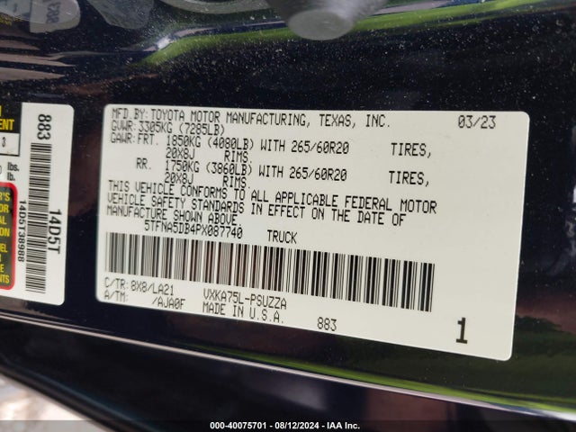 Toyota Tundra Platinum 2023 5TFNA5DB4PX087740 Image 9