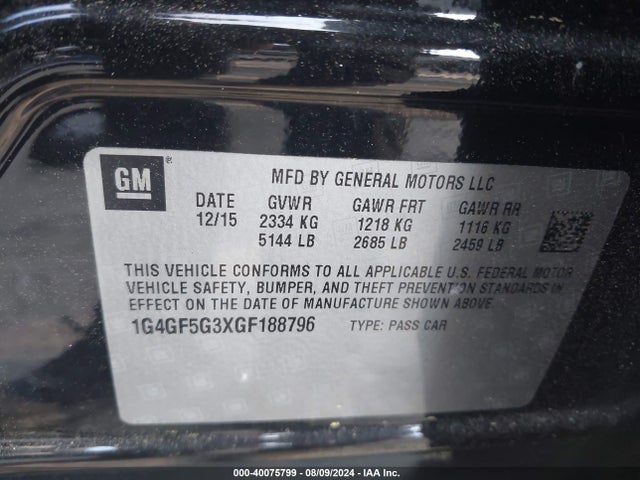 1G4GF5G3XGF188796 Buick Lacrosse Premium Ii