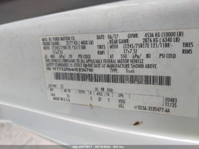 1FT7X2B64HEE06790 Ford F-250 Xl