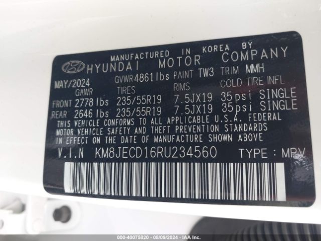KM8JECD16RU234560 Hyundai Tucson Hybrid Limited
