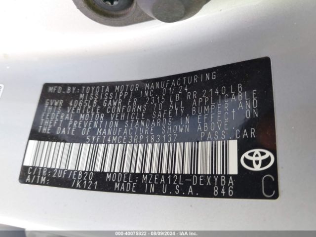 5YFT4MCE3RP183137 Toyota Corolla Xse