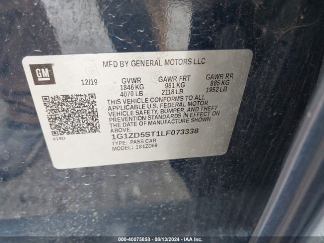 1G1ZD5ST1LF073338 Chevrolet Malibu Fwd Lt