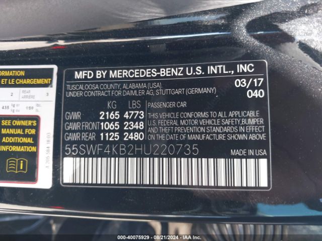 55SWF4KB2HU220735 Mercedes-Benz C 300 4matic/luxury 4matic/sport 4matic