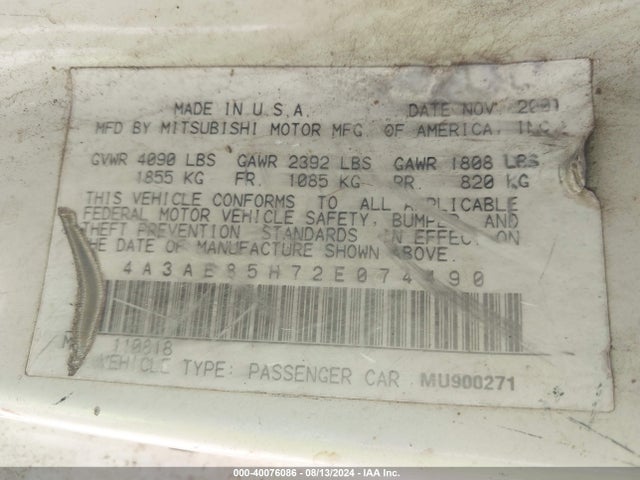 2002 MITSUBISHI ECLIPSE SPYDER 4A3AE85H72E074490 Photo 8