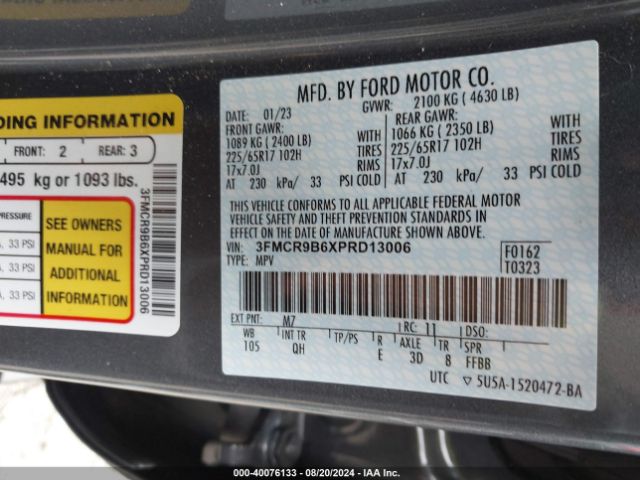 3FMCR9B6XPRD13006 Ford Bronco Sport Big Bend