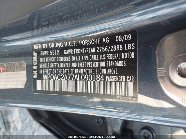 2010 PORSCHE PANAMERA WP0AC2A77AL090184 Photo 8