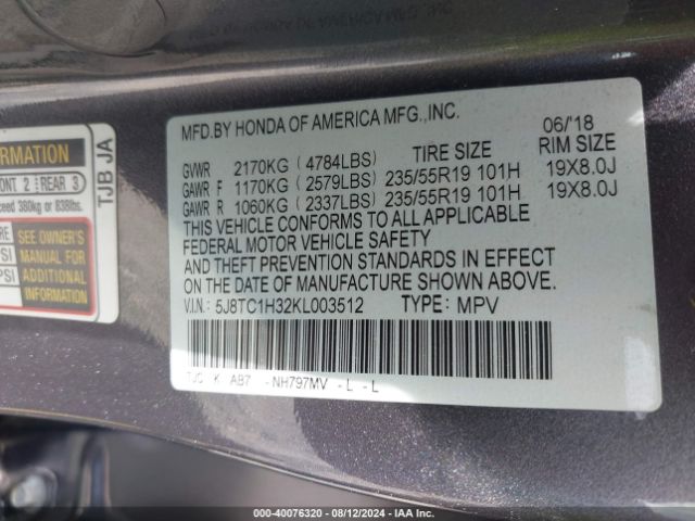 5J8TC1H32KL003512 Acura Rdx Standard