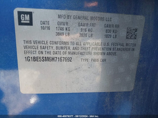 Chevrolet Cruze Lt Auto 2017 1G1BE5SM6H7167692 Image 9
