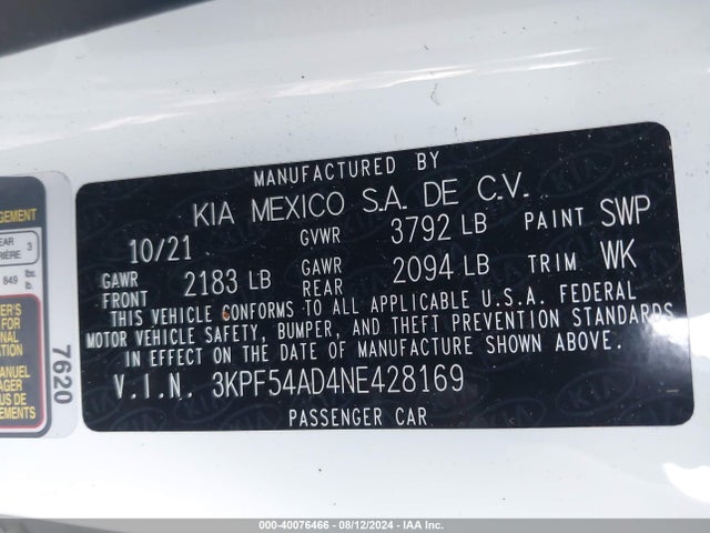 KIA Forte Gt-line 2022 3KPF54AD4NE428169 Image 9