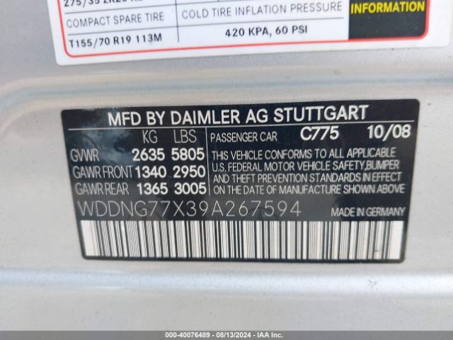 2009 MERCEDES-BENZ S 63 AMG WDDNG77X39A267594 Photo 8