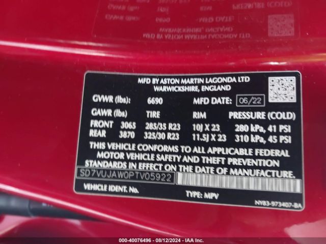 2023 ASTON MARTIN DBX SD7VUJAW0PTV05922 Photo 8