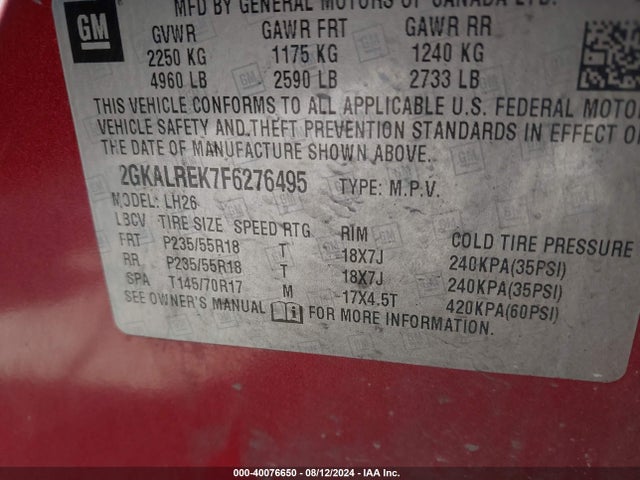 2GKALREK7F6276495 GMC Terrain Sle-2