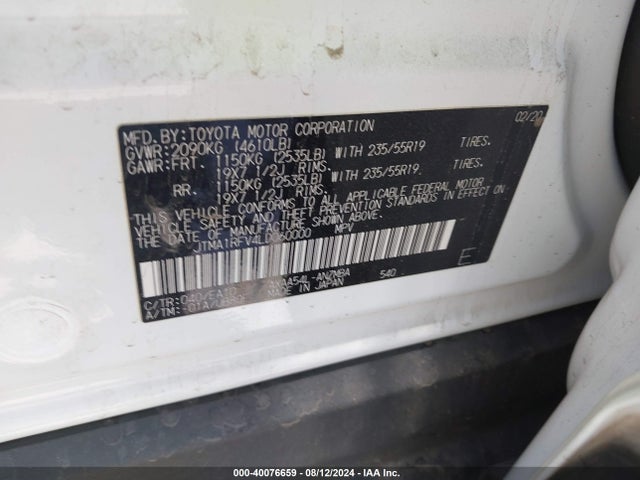 Toyota Rav4 Xle Premium 2020 JTMA1RFV4LD060000 Image 9