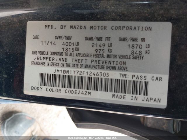 JM1BM1T72F1246305 Mazda Mazda3 I Sv