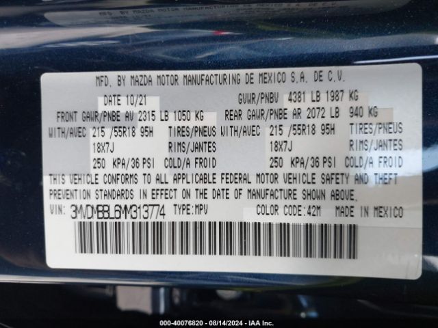 3MVDMBBL6MM313774 Mazda Cx-30 Select
