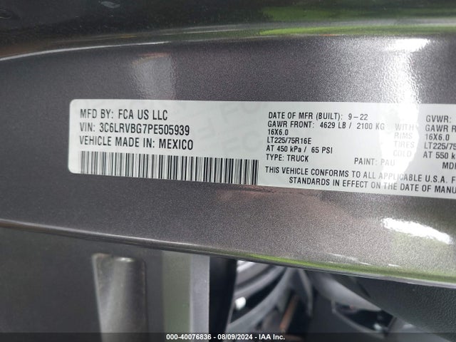 RAM Promaster 1500 High Roof 136 Wb 2023 3C6LRVBG7PE505939 Image 9