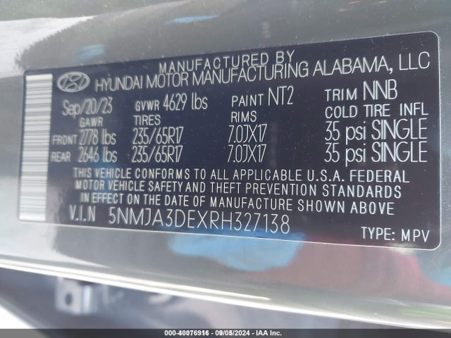 Hyundai gdi theta iii 2024 5NMJA3DEXRH327138 Image 9