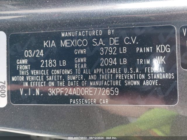 3KPF24AD0RE772659 KIA FORTE LX