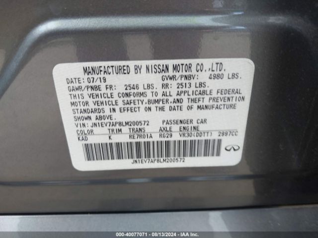 JN1EV7AP8LM200572 Infiniti Q50 LUXE