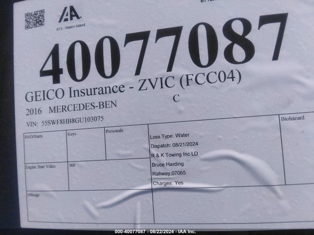 Продаж на аукціоні авто 2016 Mercedes-benz Amg C 63 S, vin: 55SWF8HB8GU103075, номер лоту: 40077087
