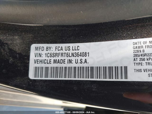 1C6SRFRT6LN364081 RAM 1500 Laramie  4x4 6'4 Box