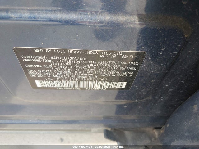 Subaru Forester 2.5i Limited 2014 JF2SJAHC6EH502063 Image 9
