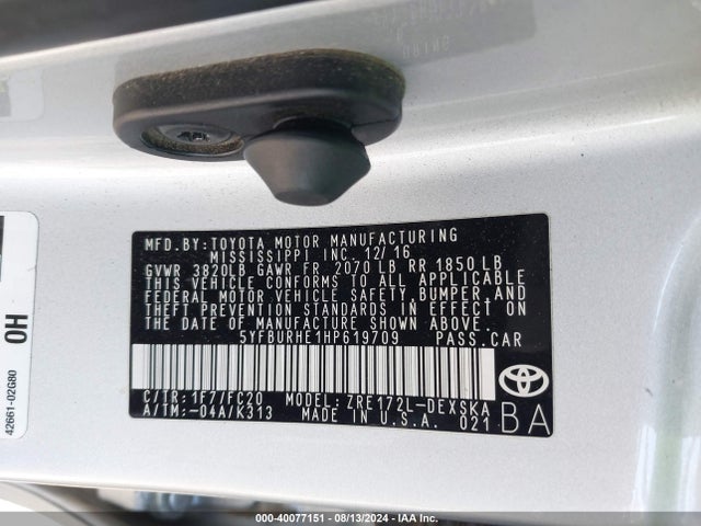 Toyota Corolla Se Special Edition 2017 5YFBURHE1HP619709 Image 9