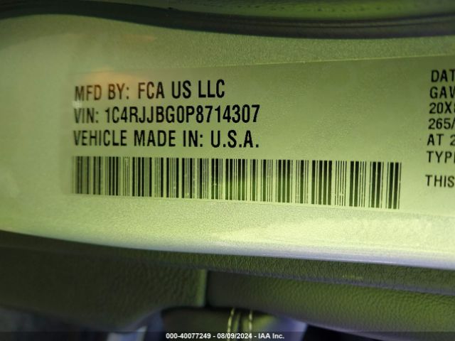 1C4RJJBG0P8714307 Jeep Grand Cherokee L Limited 4x2