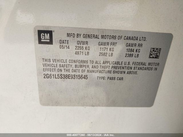 2G61L5S38E9315645 Cadillac Xts Standard