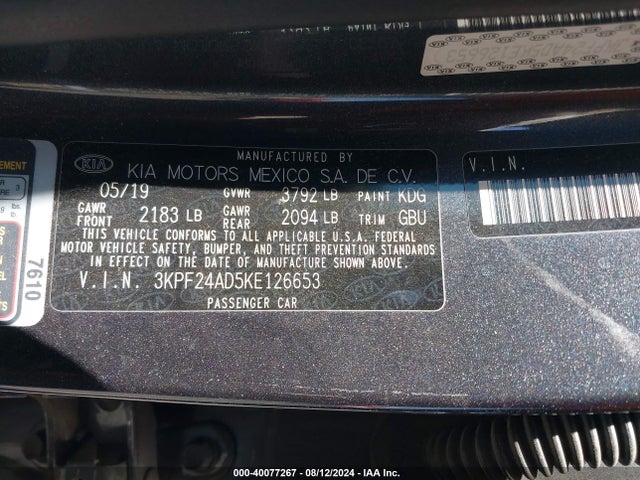 KIA Forte Lxs 2019 3KPF24AD5KE126653 Image 9