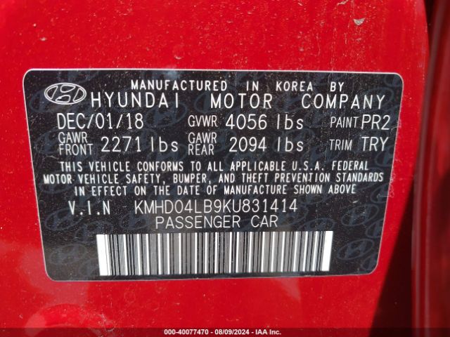 KMHD04LB9KU831414 Hyundai Elantra Sport