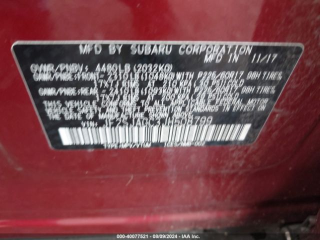 JF2SJAGC3JH508799 Subaru Forester 2.5i Premium